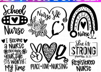 Nurse SVG Bundle, Nurse Quotes SVG, Doctor Svg, Nurse Superhero, Nurse Svg Heart, Nurse Life, Stethoscope, Cut Files For Cricut, Silhouette T shirt vector artwork