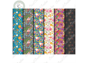 Spring Patterns, 12 Digital Papers JPG – PNG Diy Crafts, Spring Flower patterns PNG Files For Cricut, Hand Draw Patterns Silhouette Files, Trending Cameo Htv Prints