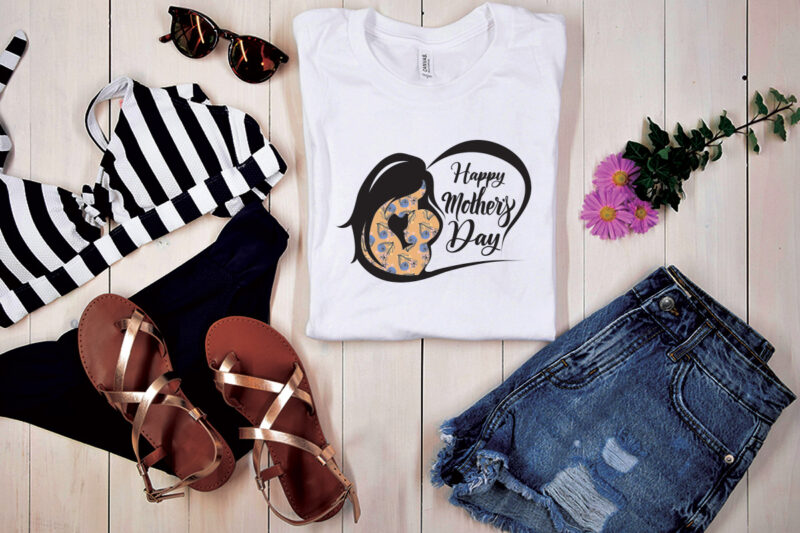 Happy Mothers Day Heart Tshirt Design
