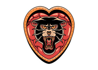 heart of panther graphic t shirt