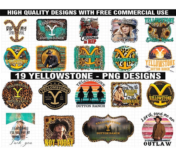 19 Yellowstone Designs png, Yellowstone sublimation, Yellowstone Vector, Yellowstone Dutton Ranch, Bundle png, digital download