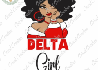 Delta Girl , Woman Delta Diy Crafts, Theta Afro Woman PNG files, Black Girl Silhouette Files, Trending Cameo Htv Prints t shirt vector illustration