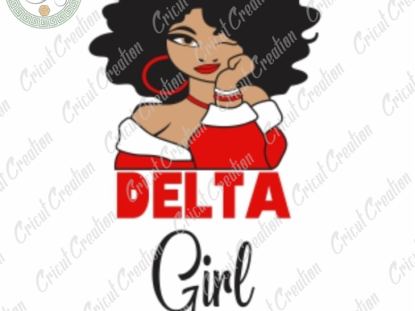Delta girl , woman delta diy crafts, theta afro woman png files, black girl silhouette files, trending cameo htv prints t shirt vector illustration