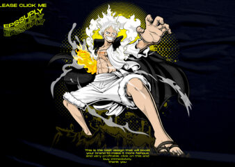 GEAR 5 nika, Luffy anime streetwear t shirt design template