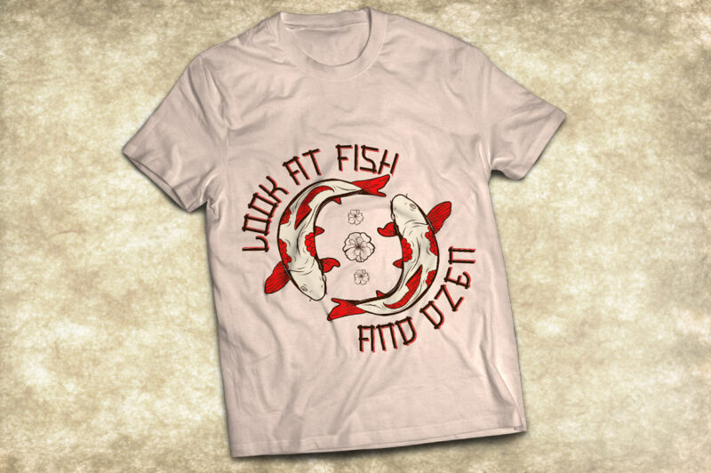 Fish koi, japanese style, t-shirt design