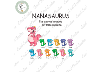 Trending gifts, Nanasaurus Diy Crafts, Cute Dinosaur Svg Files For Cricut, Dinosaur Family Silhouette Files, Trending Cameo Htv Prints