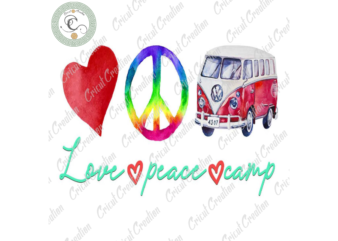 Trending Gifts, Love Peace Camper Diy Crafts, Love Camper PNG Files For Cricut, Peace Clipart Silhouette Files, Trending Cameo Htv Prints t shirt designs for sale
