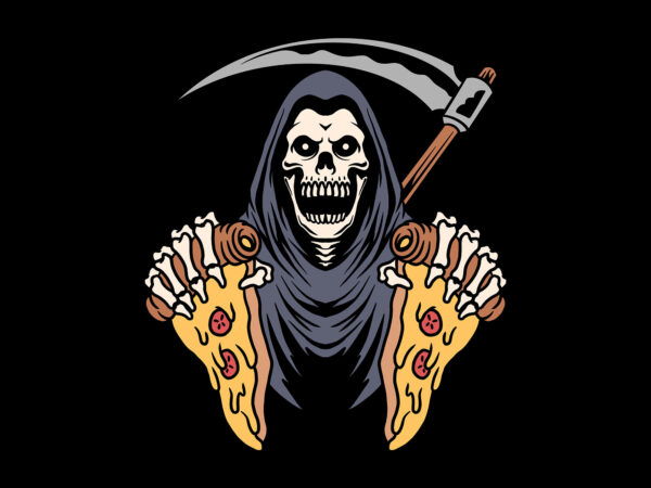 Pizza grim t shirt illustration