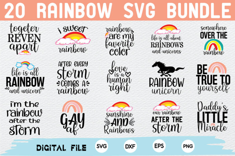 Rainbow svg bundle for sale!