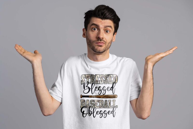 Stressed Blessed Baseball Oblessed Tshirt Design