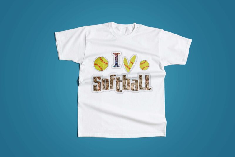 I Love Softball Cheetah Tshirt Design