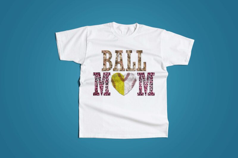 Ball Mom With Heart Tshirt Design