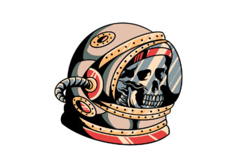 skull astronaut oldschool t shirt template vector