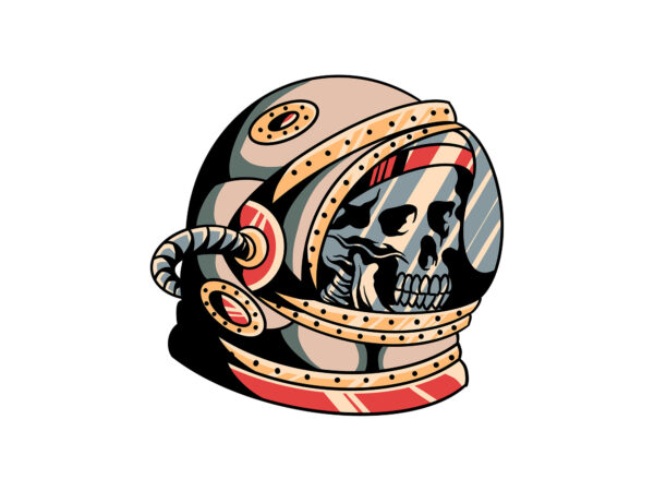 Skull astronaut oldschool t shirt template vector