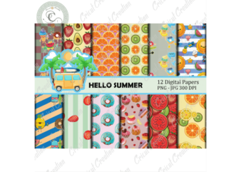 Summer Funny Fruits Patterns, 12 Digital Papers JPG – PNG Diy Crafts, Tropical Fruits PNG Files For Cricut, Funny Fruits Pattern Silhouette Files, Trending Cameo Htv Prints t shirt template vector