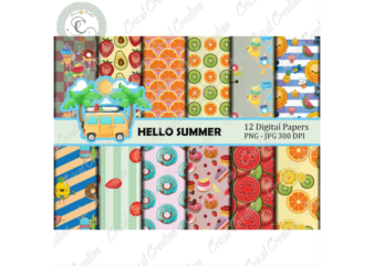 Summer Funny Fruits Patterns, 12 Digital Papers JPG – PNG Diy Crafts, Tropical Fruits PNG Files For Cricut, Funny Fruits Pattern Silhouette Files, Trending Cameo Htv Prints