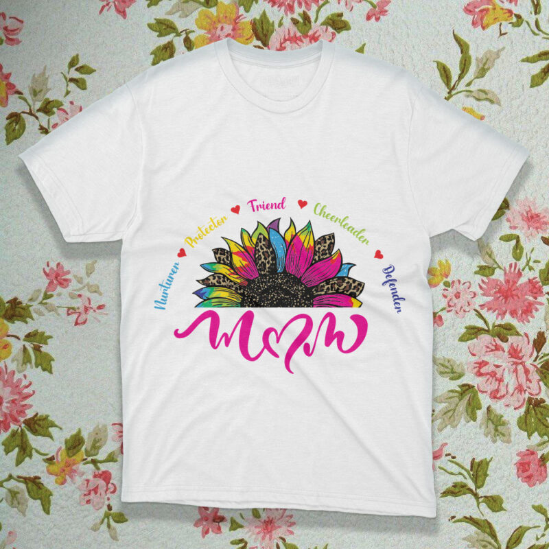 Mom Sunflower Art Words SVG PNG, Mothers Day Tshirt Design