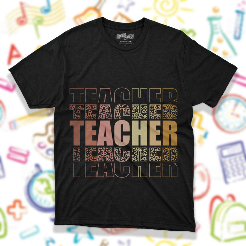 Stacked Retro Leopard Teacher SVG PNG, Teachers Day t shirt graphic design