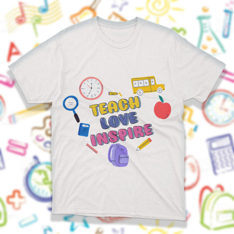 Teach Love Inspire Heart SVG File For Cricut, Teachers Day Tshirt Design