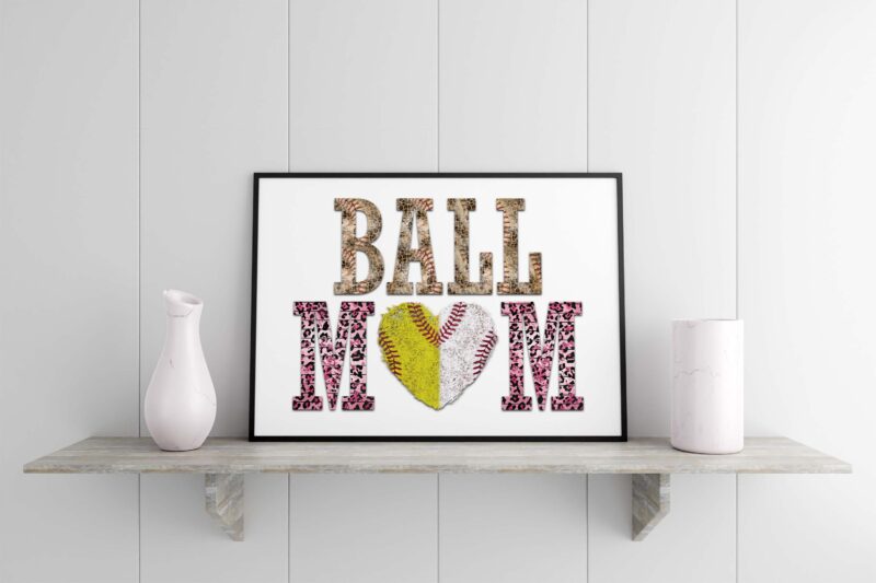 Ball Mom With Heart Tshirt Design