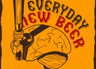 A beerpull with a brain and a phrase t shirt vector