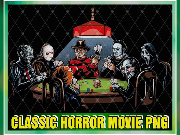 Classic horror movie png, horror characters, horror party, kileer club, horror killers playing poker png, png printable, instant download 1057932535 t shirt vector file