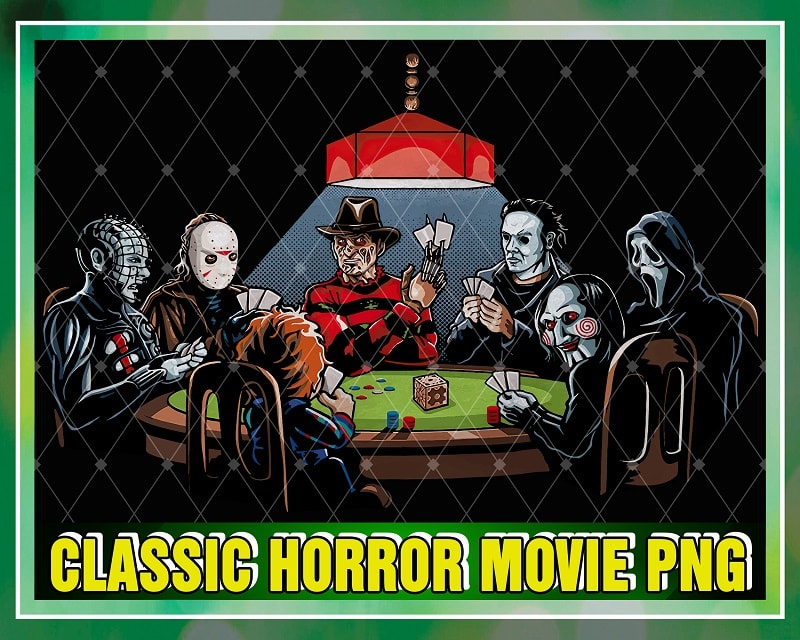 Classic Horror Movie Png, Horror Characters, Horror Party, Kileer Club, Horror Killers Playing Poker Png, PNG Printable, Instant Download 1057932535
