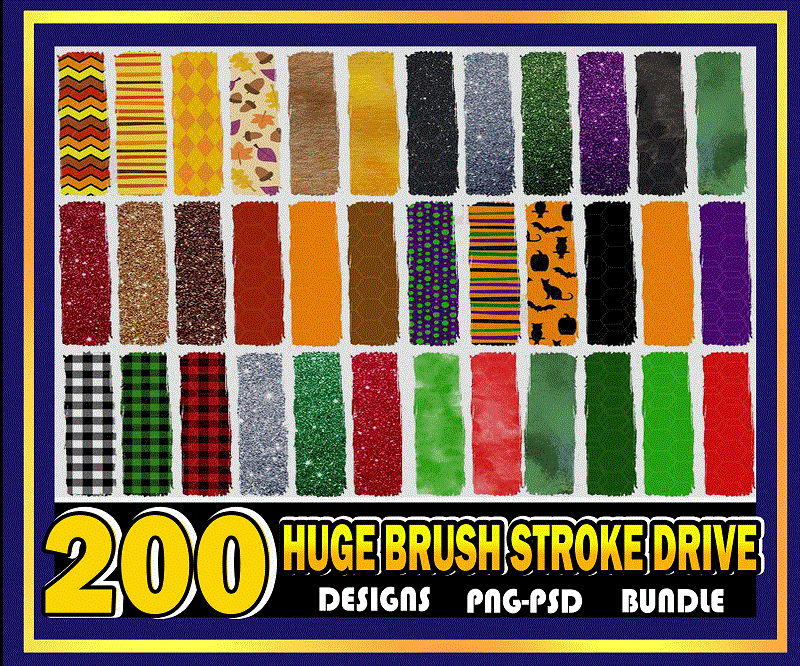 200 Designs Huge Brush Stroke Drive, Lifetime Access PNG & PSD for Sublimation, Print, Cut, Cricut, Silhouette, Procreate, Digital Download 892757342
