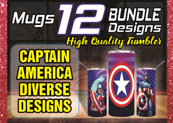 12 Tumber Bundle Captain America Diverse Designs, 20oz Skinny Straight Bundle, Template For Sublimation, Digital Download, Tumbler Digital 1014591399
