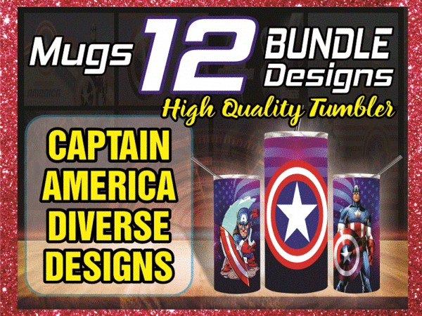 12 tumber bundle captain america diverse designs, 20oz skinny straight bundle, template for sublimation, digital download, tumbler digital 1014591399