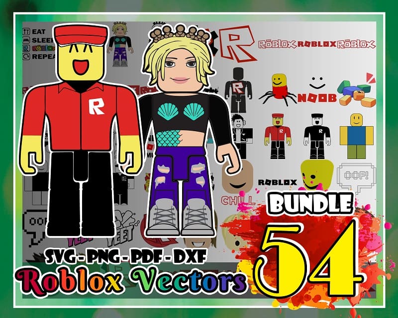 Bundle 54 Designs Roblox Vectors, Roblox svg, png, dxf, Roblox Face svg, Roblox svg Cut Files, Silhouette, Roblox Clipart, Digital Download 1005071474