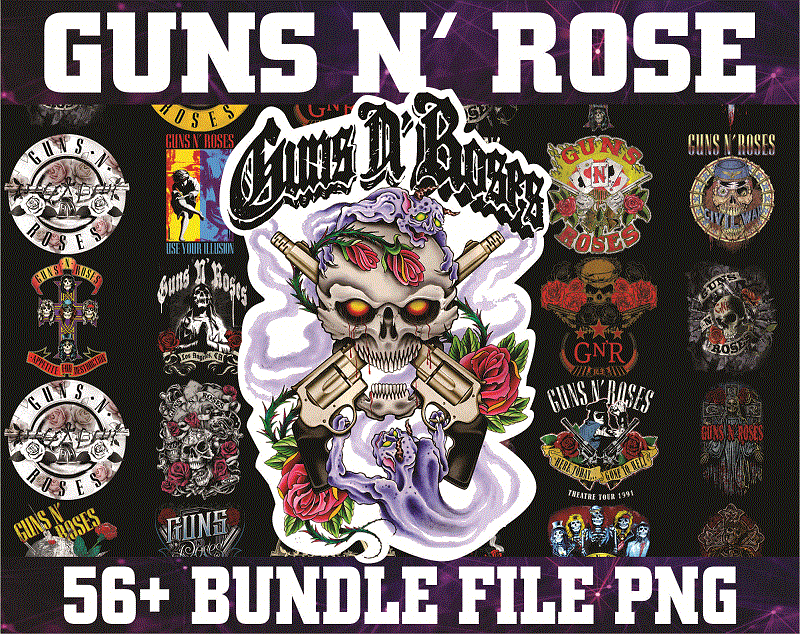 Bundle 59 Designs Guns N Rose png, Skull, Rock Classic, Rock Lover, Digital Designs, Printable, Instant Download 1032720867