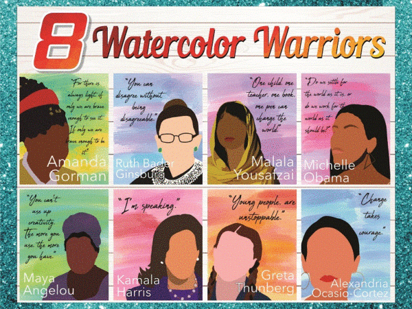 Watercolor warriors, empowered women classroom posters, pastel, rainbow, social justices, changemakers, world changers, school, office 1037107301 t shirt design for sale