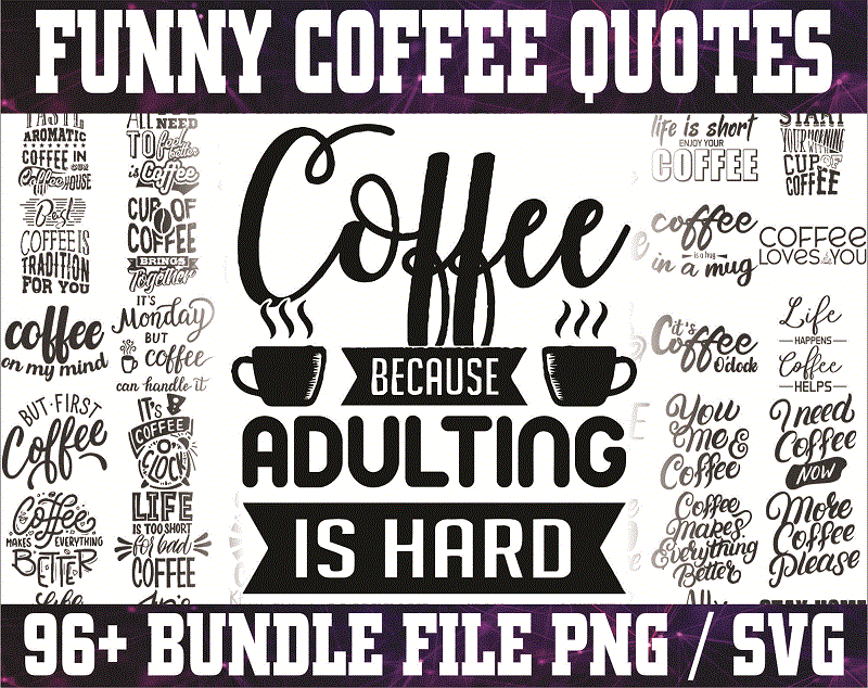 Coffee Lover SVG Bundle, Funny Coffee Quotes Svg, Caffeine Queen Svg, Coffee Obsessed Mug Design, Cut File for Cricut, Silhouette, PNG, DXF CB766035648