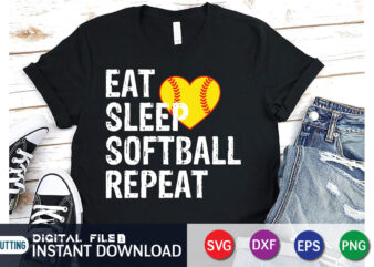 Eat Sleep Softball Repeat T Shirt, Eat Sleep Shirt, Softball Repeat Shirt, Baseball Shirt, Baseball SVG Bundle, Baseball Mom Shirt, Baseball Shirt Print Template, Baseball vector clipart, Baseball svg t shirt designs for sale