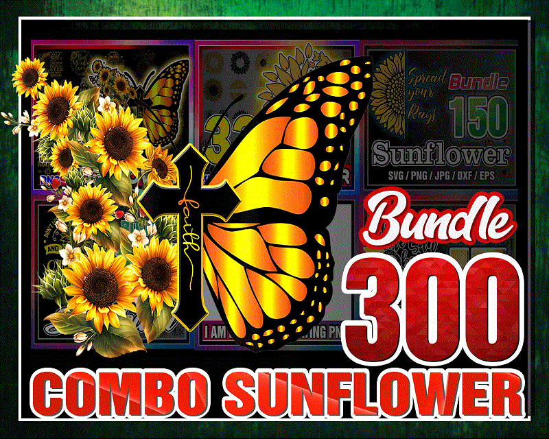 Combo 300+ Sunflower SVG/PNG Bundle, Sunflower Queen Png, Flower Lover Png, Sunflower Sticker, Sunflower monogram, Sunflower ClipArt-Quotes CB1003329087