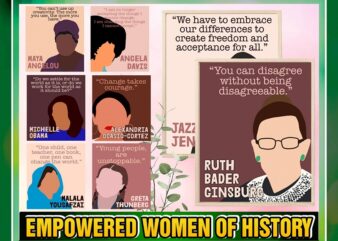 Empowered Women of History, Empowered Women Sayings, Printable Images for Classroom, Office, Home, Backgrounds, Slides, Digital Download 885201979
