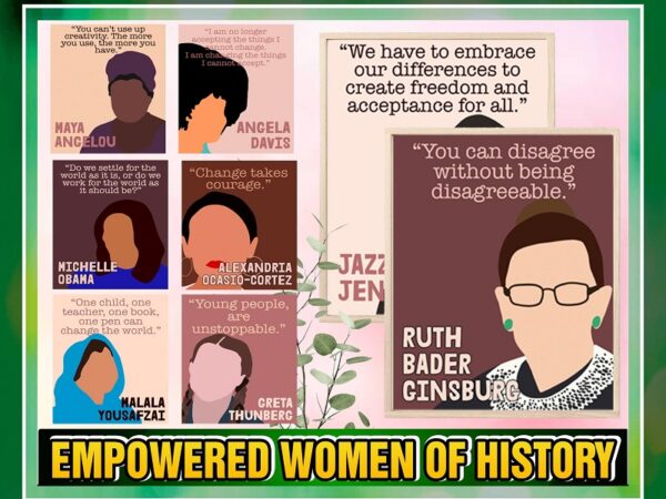 Empowered women of history, empowered women sayings, printable images for classroom, office, home, backgrounds, slides, digital download 885201979 vector clipart