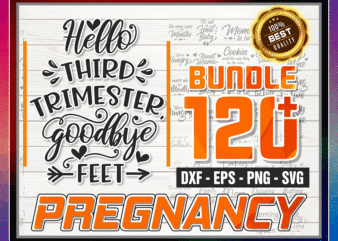 120 Designs Funny Pregnancy SVG Bundle, Pregnant Women Clip Art, Pregnancy Announcement PNG for Sublimation, Instant Download CB1024244738