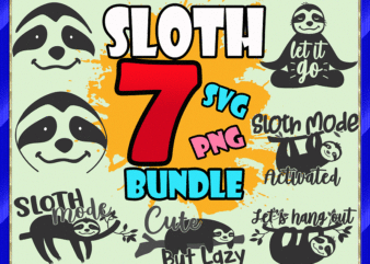 Sloth SVG Bundle | SVG Cut File | Commercial Use | Instant Download | Printable Vector Clip Art | Funny Cute Sloth Designs | Sloth Cut File 689314800