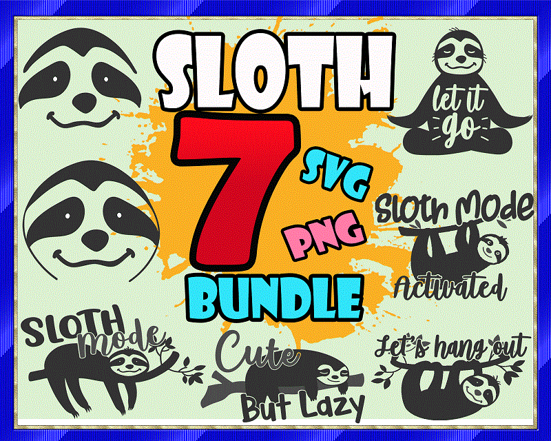 Sloth SVG Bundle | SVG Cut File | Commercial Use | Instant Download | Printable Vector Clip Art | Funny Cute Sloth Designs | Sloth Cut File 689314800