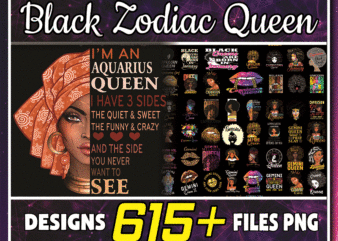 Combo 600+ Black Zodiac Queen PNG, 12 Zodiac Birthday Png Bundle, 12 Horoscope Symbols Png, Queens Are Born Png, Black Queen Zodiac WordArt 975729377