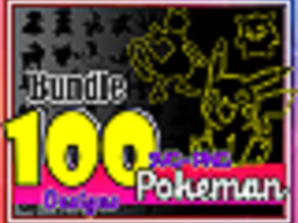 100 designs pokeman svg bundle, pokemon characters, pokemon svg black white, pokemon silhouette, pikachu clipart svg, files for cricut 1028433609