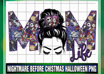 MOM Life Halloween, Nightmare Before Chistmas, Purple Glitter, PNG Sublimation, Digital Download 1050454117
