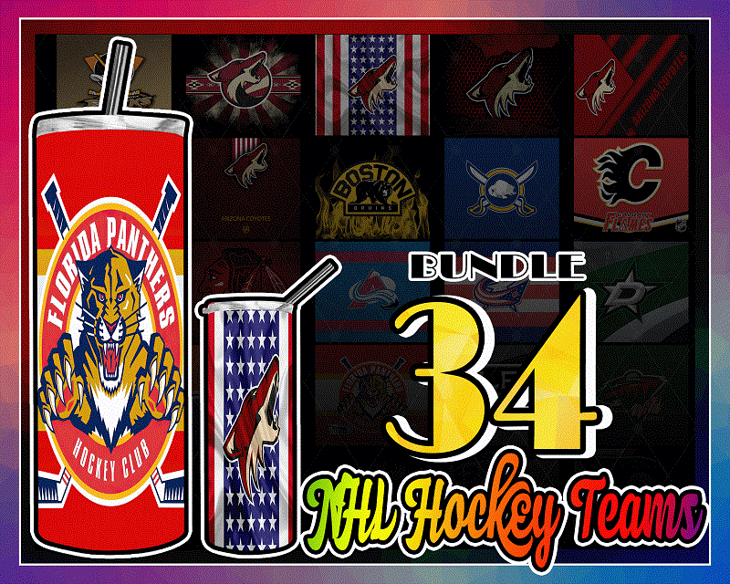 Combo 34 NHL Hockey Teams Designs , 20oz Skinny Straight,Template for Sublimation,Full Tumbler, PNG Digital Download 1014533239