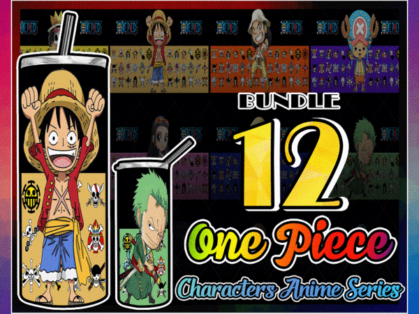 Combo 12 One Piece Characters Anime Series Designs , 20oz Skinny Straight,Template for Sublimation,Full Tumbler, PNG Digital Download 1014533239