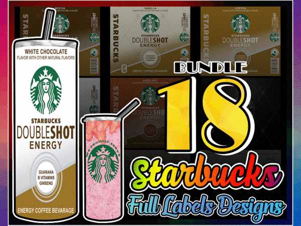 Combo 18 Starbucks Full Labels Designs , 20oz Skinny Straight,Template for Sublimation,Full Tumbler, PNG Digital Download 1014533239
