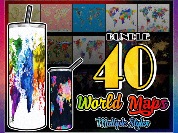 Combo 40 world maps multiple styles designs , 20oz skinny straight,template for sublimation,full tumbler, png digital download 1014533239