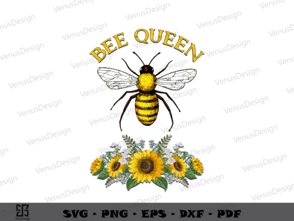 Be kind bee queen design sublimation files & animal lover cameo htv prints, bee vector png files, yellow bee art sublimation design