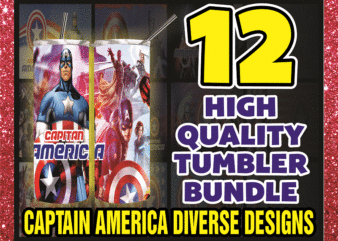 12 captain america diverse designs , 20oz skinny straight, template for sublimation, digital download, tumbler digital, digital file 1014591399